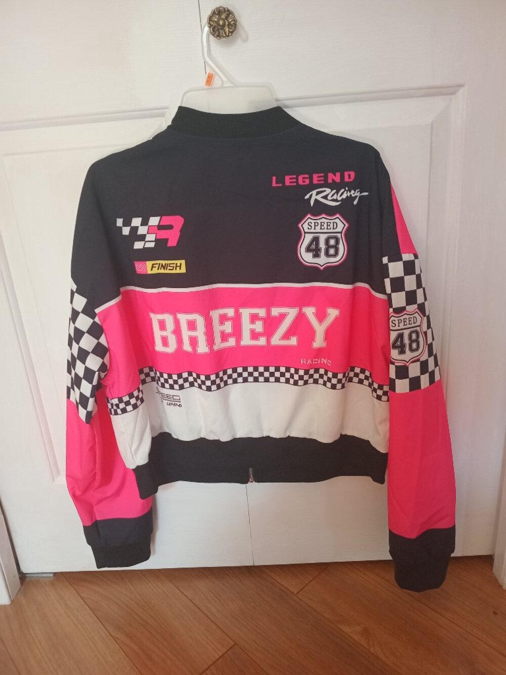 Pink/Black Checkered Racer Jacket - Large - Picture 2 of 2